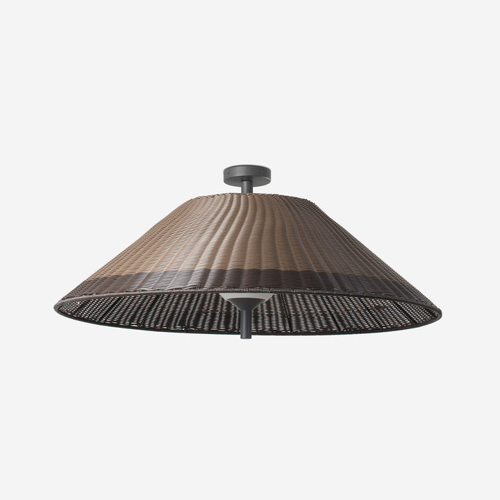 lámpara colgante de exterior de aluminio gris oscuro y mimbre sintético ø105 cm 2 alturas 15 w ip54