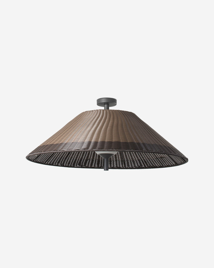 lámpara colgante de exterior de aluminio gris oscuro y mimbre sintético ø105 cm 2 alturas 15 w ip54