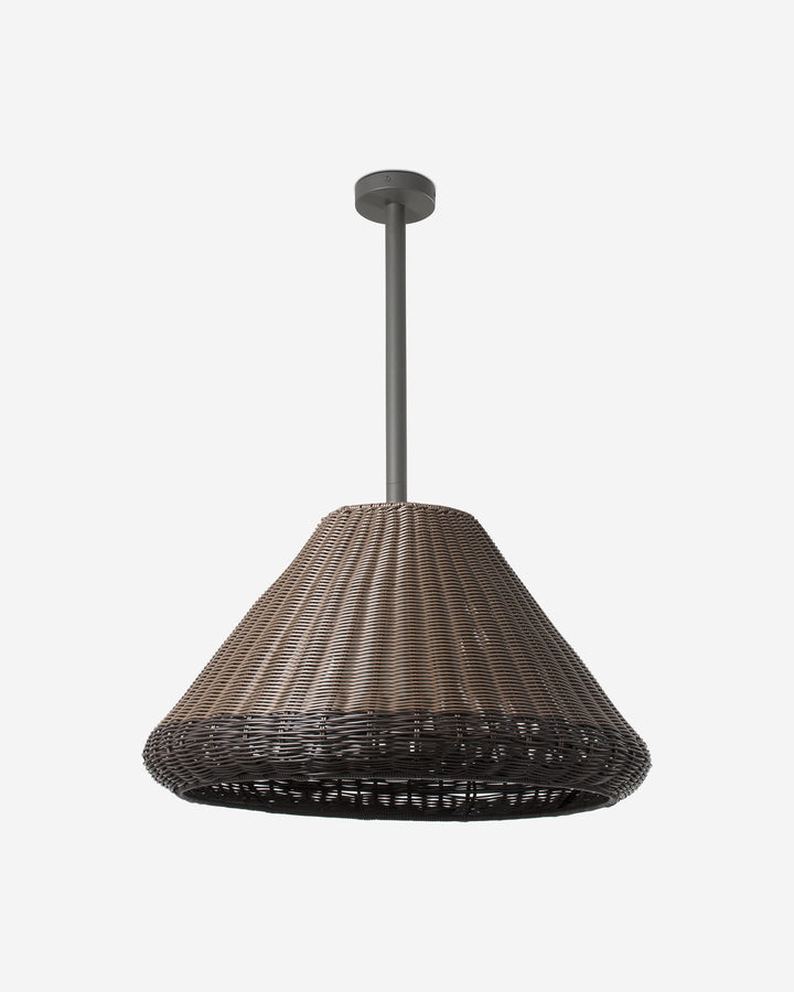 lámpara colgante de exterior de aluminio gris oscuro y mimbre sintético ø66,5 cm 2 alturas 15 w ip54, vista 3