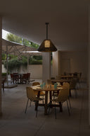 lámpara colgante de exterior de aluminio gris oscuro y mimbre sintético ø66,5 cm 2 alturas 15 w ip54, ambiente