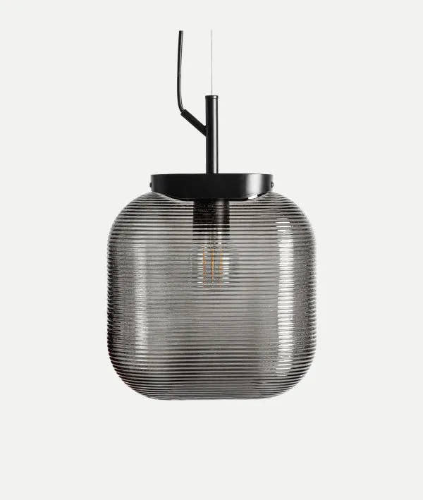 LÁMPARA DE TECHO LYRA vidrio gris translúcido con textura lineal, moderno y sobrio - Lámparas de techo - El Workshop - vidrio