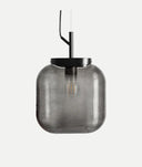 LÁMPARA DE TECHO LYRA vidrio gris translúcido con textura lineal, moderno y sobrio