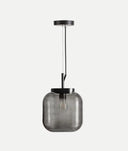 LÁMPARA DE TECHO LYRA vidrio gris translúcido con textura lineal, moderno y sobrio