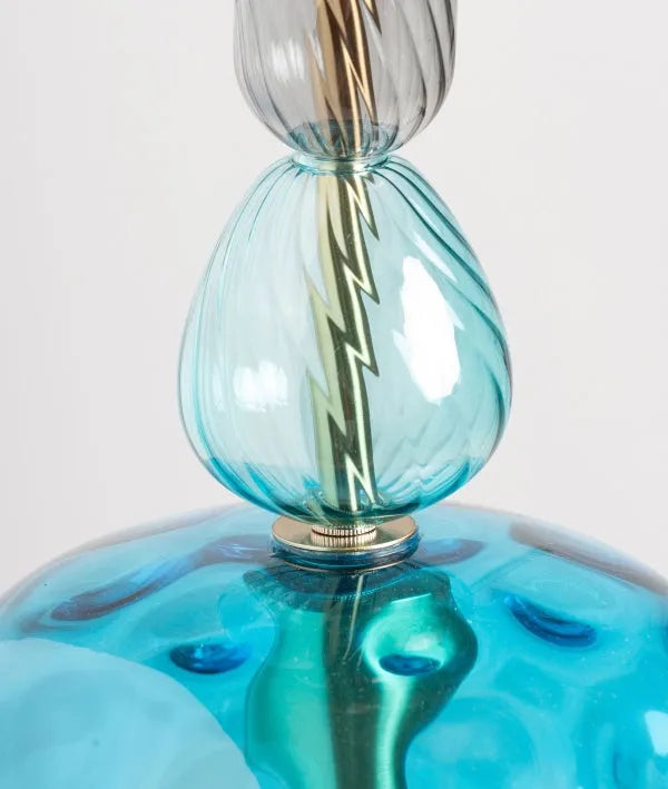 LÁMPARA DE TECHO MICAH de vidrio azul: elegancia art déco con estilo contemporáneo