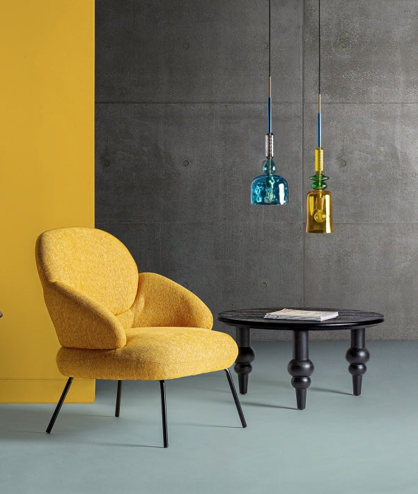 LÁMPARA DE TECHO MICAH de vidrio azul: elegancia art déco con estilo contemporáneo