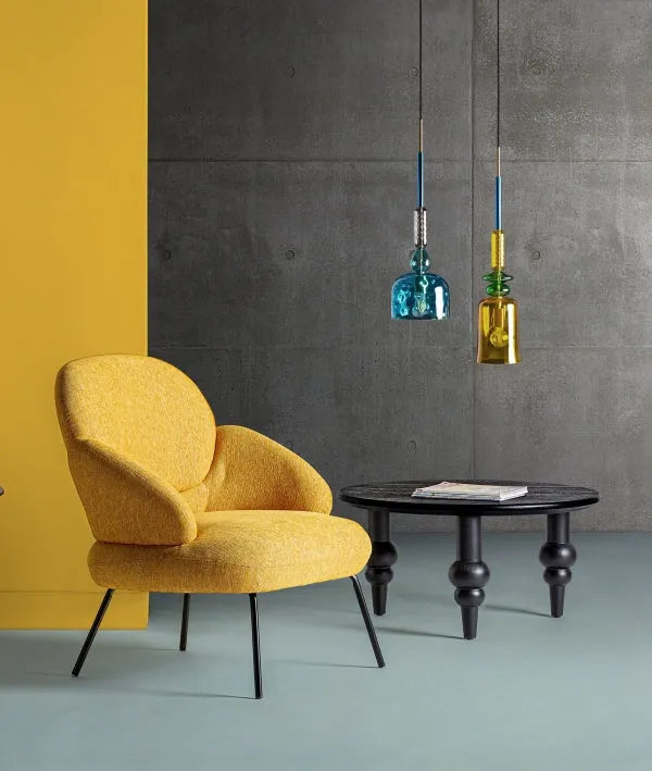 LÁMPARA DE TECHO MICAH de vidrio azul: elegancia art déco con estilo contemporáneo