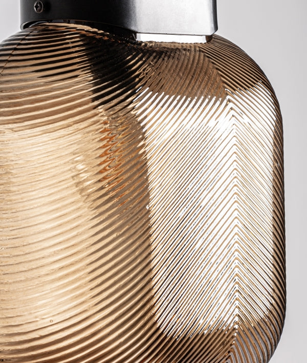 ZARIA PLAFONDLAMP doorschijnend amberkleurig glas met reliëfstructuur