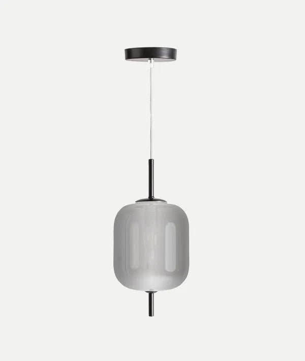 LÁMPARA DE TECHO ZURI plata en vidrio negro translúcido con detalles metálicos - Lámparas de techo - El Workshop - vidrio