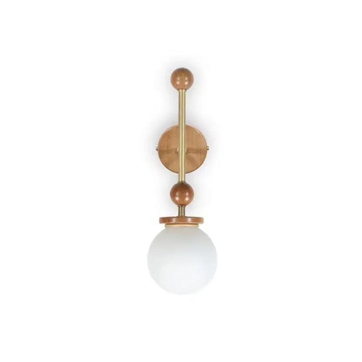 lampara de pared redonda de hierro y madera