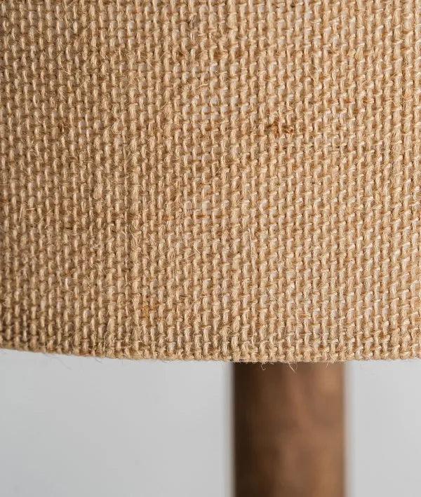 GLOGOW bruine vloerlamp in mangohout en jute