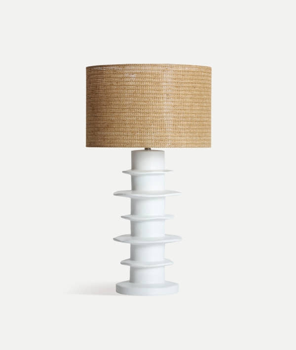 FAROA TABLE LAMP in ceramic and raffia