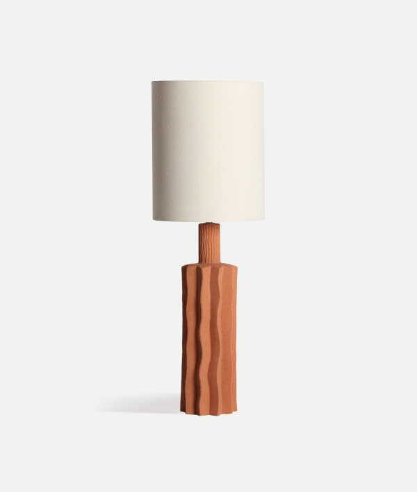 NILO TABLE LAMP in terracotta and white polyester