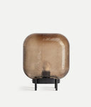 LÁMPARA DE MESA ZARIA vidrio ámbar translúcido con textura en espiga