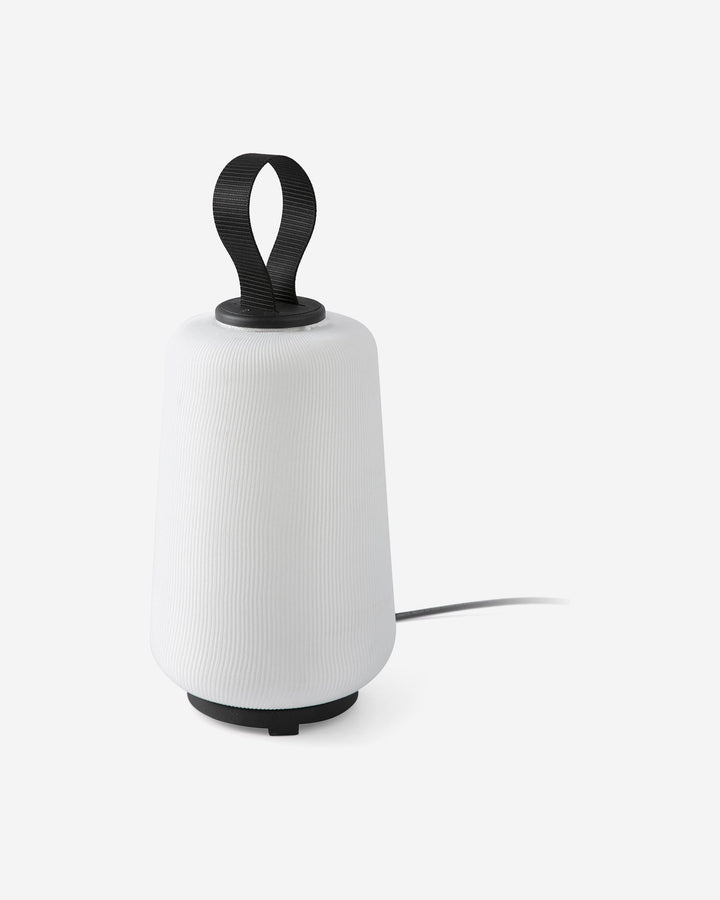 lámpara portátil recargable de exterior de textil y polietileno blanco ø20 x 34 cm 12 w ip54, vista 2