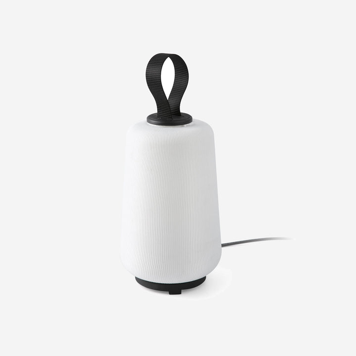 lámpara portátil recargable de exterior de textil y polietileno blanco ø20 x 34 cm 12 w ip54, vista 2