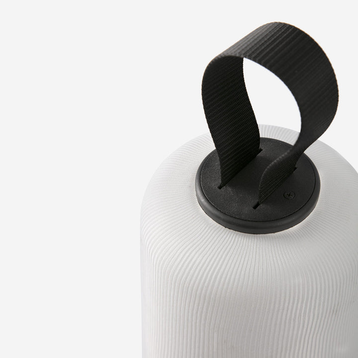 lámpara portátil recargable de exterior de textil y polietileno blanco ø20 x 34 cm 12 w ip54, vista 3