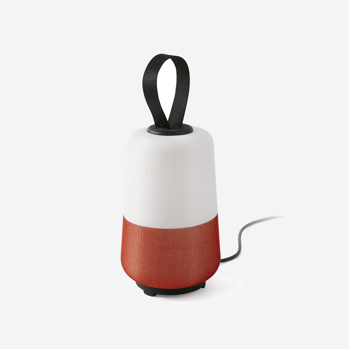 lámpara portátil recargable de exterior de textil y polietileno blanco y naranja ø20 x 34 cm 12 w ip54, vista 2