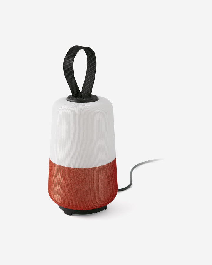 lámpara portátil recargable de exterior de textil y polietileno blanco y naranja ø20 x 34 cm 12 w ip54, vista 2