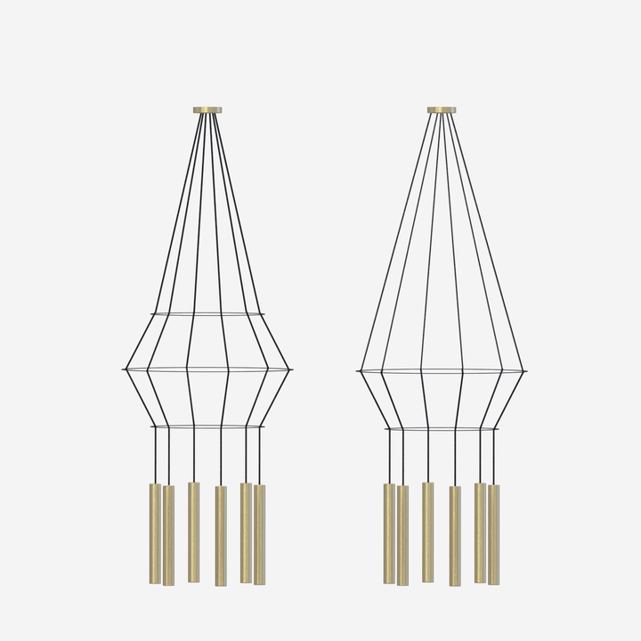 Lámpara Rose Colgante Chandelier Circular 40 - Latón pulido mate sobre fondo gris de estudio