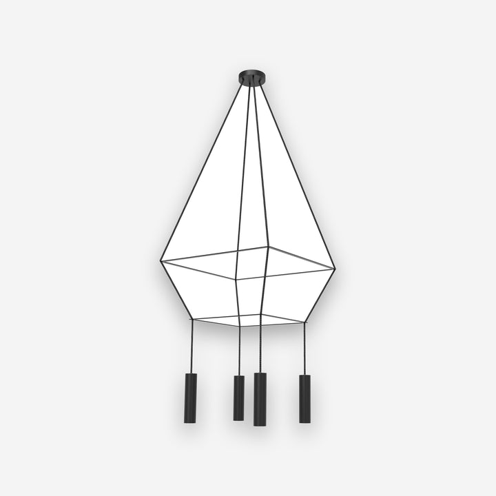 Lámpara Rose Colgante Chandelier Square 16 - Negro mate sobre fondo gris de estudio