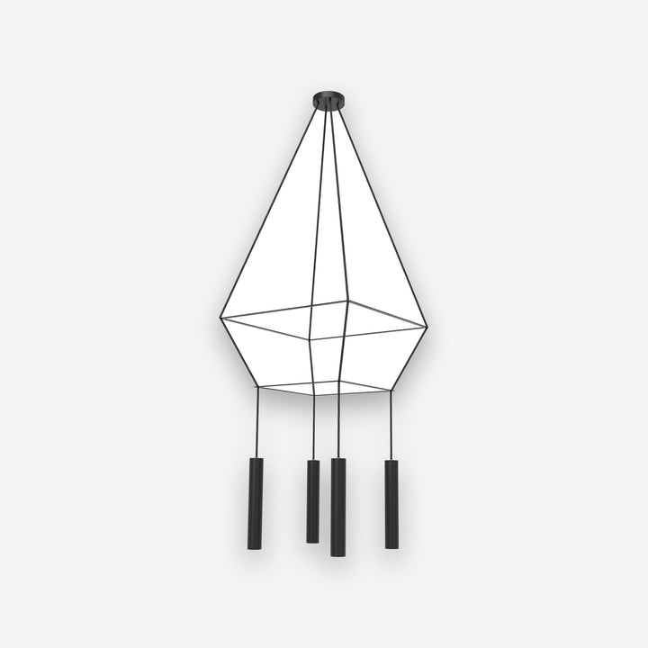 Lámpara Rose Colgante Chandelier Square 25 - Negro mate sobre fondo gris de estudio