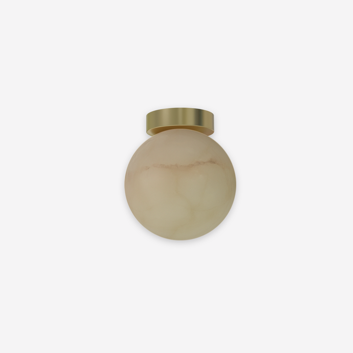 Royal Simple Ceiling Lamp - Matte polished brass base (disc) and alabaster sphere