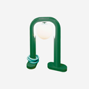 lampara de mesa curva de hierro verde
