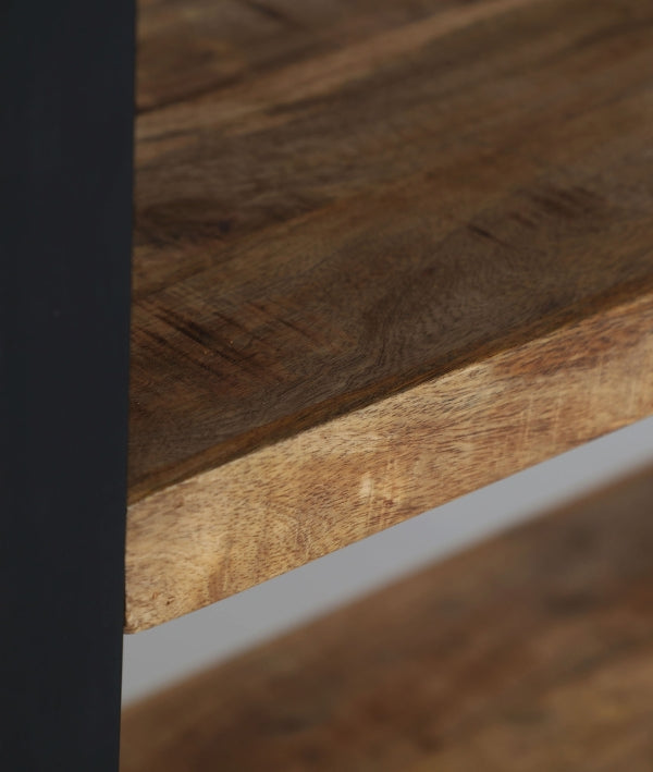 LIBRERÍA GUADALEST madera robusta y estructura de metal en marrón