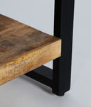 LIBRERÍA GUADALEST madera robusta y estructura de metal en marrón