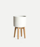 BRIEL ijzeren bloempot met gebroken witte afwerking