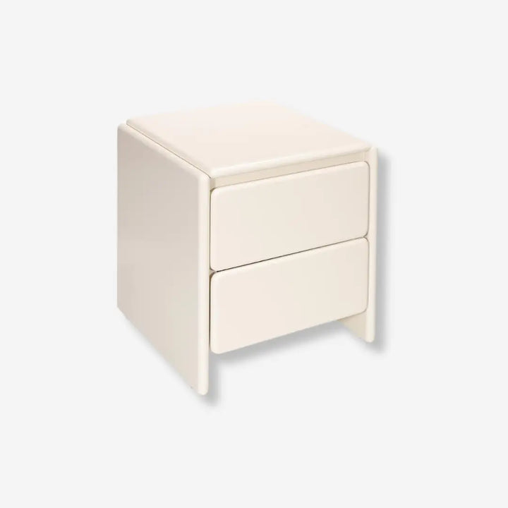 mesita de noche lacada color blanco minimalista