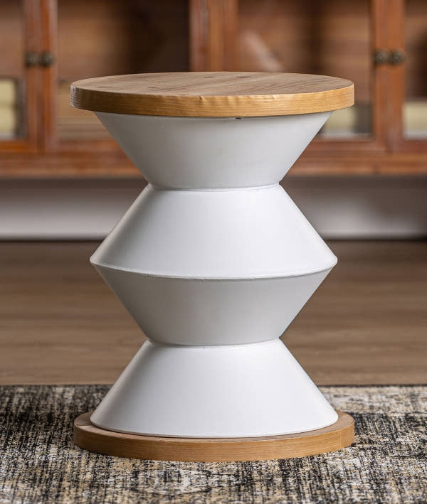 MESA AUXILIAR MORIAT diseño contemporáneo en blanco y hierro