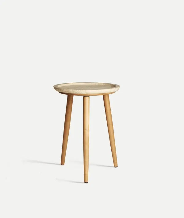 Mesa auxiliar VIDEIX sobre y base de madera de abedul en marrón