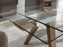 Mesa comedor extensible rectangular cristal templado y nogal en ambiente decorado (2)