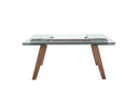 Mesa comedor extensible rectangular cristal templado y nogal, foto de producto (2)