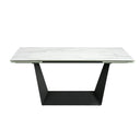 Mesa comedor extensible rectangular mármol porcelánico y acero negro, foto de producto