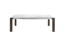 Mesa comedor extensible rectangular mármol porcelánico y nogal, foto de producto (3)