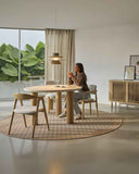 Mesa comedor ovalada madera y microcemento roble