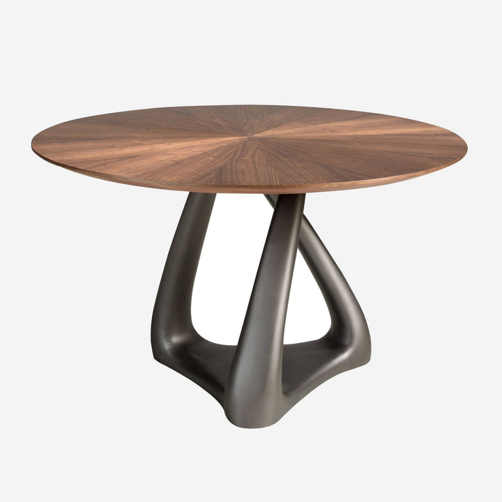 Mesa comedor redonda nogal y fibra vidrio gris oscuro metal - Mesa de comedor - El Workshop-Ø135X75Cm