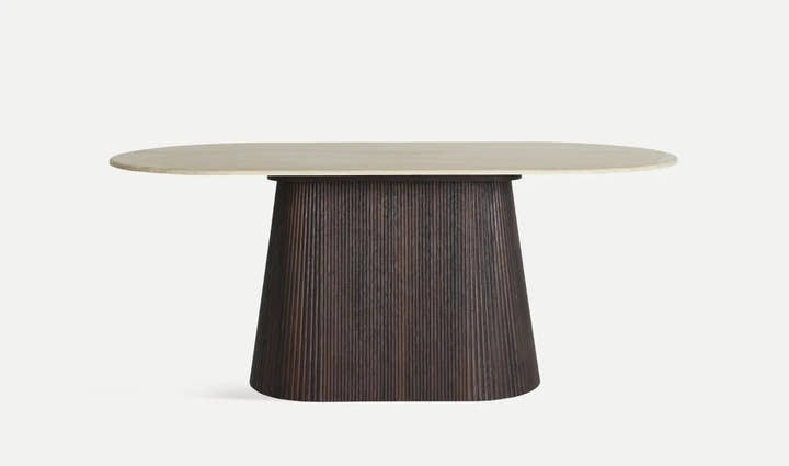 MESA DE COMEDOR VERONA de madera en tono oscuro y mármol sintético - Mesas de comedor - El Workshop - madera mdf