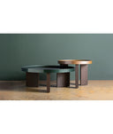 MESA DE CENTRO AOMORI en vidrio y tonos verdes