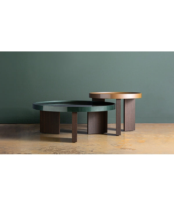 MESA DE CENTRO AOMORI en vidrio y tonos verdes