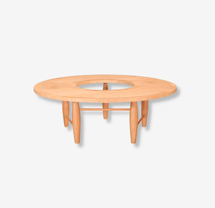 mesa de cafe para living redonda de roble mdoerna