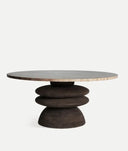 MESA DE CENTRO DE FORMA ORGÁNICA MADERA CON TAPA DE MÁRMOL VRADS