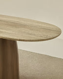 Mesa de comedor Kaia gris en nogal y mármol travertino en ambiente decorado (5)