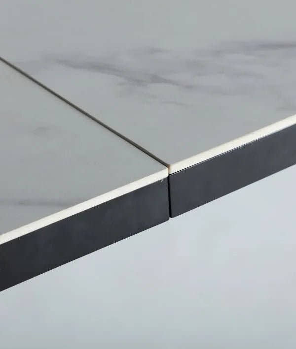 MESA CERAMICA BLANCA EXTENSIBLE DROUX diseño contemporáneo con equilibrio y funcionalidad - Mesas de comedor - El Workshop - madera mdf