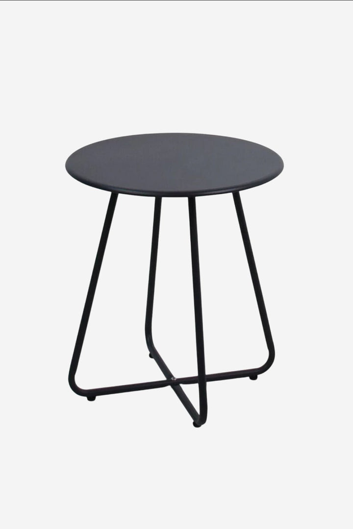 Mesa Lucca gris Ø45 sobre fondo gris de estudio