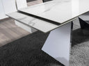 Mesa comedor extensible rectangular mármol porcelánico y acero cromado
