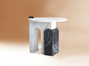 mesa auxiliar de marmol ruvina negro y blanco