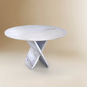 mesa blanca balance de marmol posmoderna